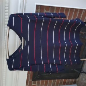 Talbots - Double V Tie-Back Cotton Sweater - 3/4 sleeve